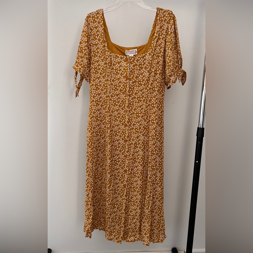 Yellow Floral Button Dress